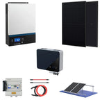 Complete 1500W off-grid solar system kit with inverter, panels, battery, charge controller, wiring and mounting hardware disp