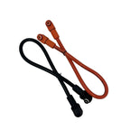 Pylontech battery interconnect cables with red and black insulated connectors and ring terminals on white background.
