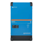 Victron Energy Quattro-II blue inverter charger unit with black corner handles and status indicators displayed against white 