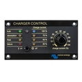 Victron Energy Charger Control panel with charge current settings, status indicators, and analog gauge displaying 0-100% char
