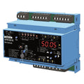 Ziehl UFR1001E NA-Schutz relay device mounted on blue DIN rail with terminal blocks, digital display, and control buttons.