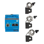 Victron Energy Meter VM-3P75CT with three black current transformer clamps attached via cables, shown on white background.