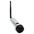 White cylindrical data logger with black antenna and connector base, product shot on white background.