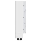 White Solis 3kW hybrid inverter with side panel open, showing internal components and mounting brackets at base.
