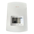 Solis white hybrid inverter with display screen showing power, operation, and alarm indicator lights, plus ESC, UP, Down, and