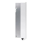 Solis 1kW single-phase grid tie solar inverter shown front view with white casing, grey left panel, handle, and power connect