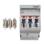 Gawé 80A fused disconnect switches and three-pole circuit breaker enclosure for solar battery systems.