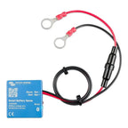 Victron Energy Smart Battery Sense sensor with red and black cable connectors and ring terminals displayed with product packa
