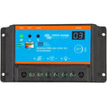 Victron BlueSolar PWM Light charge controller with blue face panel, status indicator lights, and green terminal connectors at