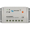 Victron BlueSolar PWM charge controller with status LEDs, terminal connections, and CE marking visible on white casing.
