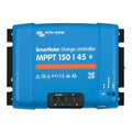 Victron Energy SmartSolar MPPT 150/45 charge controller, blue rectangular device with black terminal block and status indicat