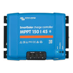 Victron Energy SmartSolar MPPT 150/45 charge controller, blue rectangular device with black terminal block and status indicat
