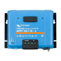 Victron Energy SmartSolar MPPT 150/70-Tr charge controller, blue front view with battery and PV terminal connections.