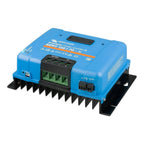Victron SmartSolar MPPT 150/70 solar charge controller, blue unit with black heatsink fins and green terminal block connector