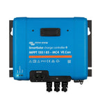 Victron Energy SmartSolar MPPT 150/85-MC4 blue charge controller with battery and PV connectors visible below.