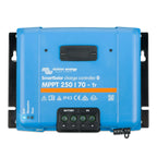 Victron Energy SmartSolar MPPT 250/70-Tr blue charge controller with black terminal block connectors and status indicator lig