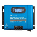 Victron Energy SmartSolar MPPT 250/100-Tr VE.Can charge controller, blue device with digital display showing 48V and 100A out