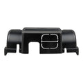 Black plastic junction box with curved side wings and central rectangular opening, front product view.