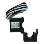 Eastron split core current transformer meter with black housing, white label, and black and light blue coiled cable attached 