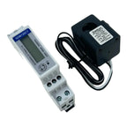 Eastron SDM120CT single phase energy meter with LCD display and terminal connections, shown with black current transformer cl