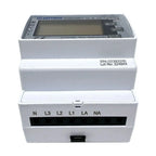 Eastron SDM630MCT three-phase energy meter showing display panel, terminal connections labeled N L3 L2 L1 LA NA, and serial n