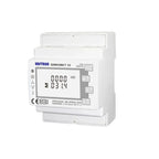 Eastron SDM630MCT V2 three-phase energy meter displaying kWh reading on LCD screen, mounted on DIN rail.