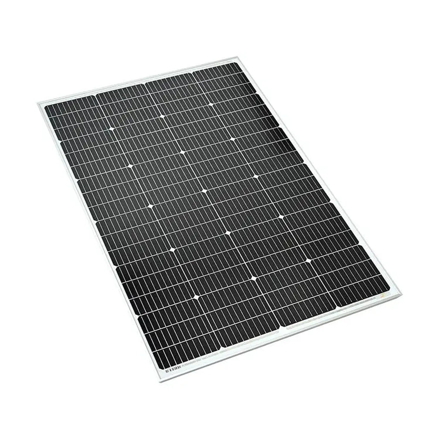 180W monocrystalline solar panel with silver aluminum frame, shown at an angle against white background.