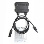 XINGCO solar panel charge controller with cables and specifications sheet showing 24.6V open circuit voltage and 1000V DC max