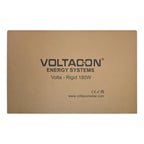 Voltacon Energy Systems Volta-Rigid 180W solar panel box with CE and UK certification marks and website.