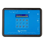 Victron Energy SHS 200 MPPT solar controller with blue touchscreen display showing 100% battery level and 12 control buttons.
