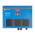 Victron Energy Skylla-IP65 battery charger with blue casing, digital display, control panel, and finned heat sink.