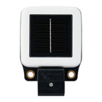 Victron SolarSense wireless solar monitor with white faceplate, black frame, brass mounting holes, and integrated solar panel