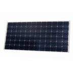 Victron 190W monocrystalline solar panel with white frame and dark blue photovoltaic cells arranged in rows, shown at an angl