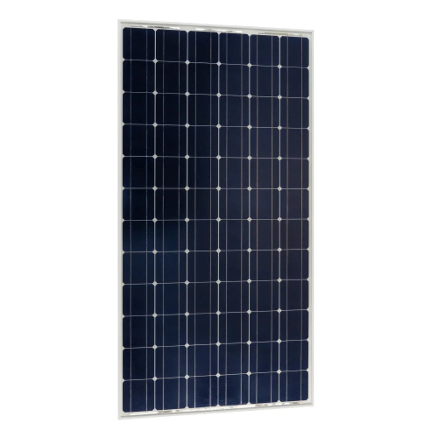 Victron 235W monocrystalline solar panel with 72 cells arranged in a grid pattern, mounted in white frame against white backg