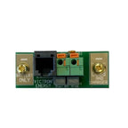 Victron Energy circuit board with battery and charger terminals, showing RJ45 connector and green terminal blocks labeled B2 