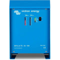 Victron Energy Skylla-TG 24/100 battery charger with blue metal casing, displaying output voltage and current indicators with