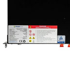 Pylontech US2000C battery label showing specifications, danger warnings, and TÜV Rheinland certification.