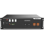 Pylontech US3000C lithium battery unit, front-facing product photo showing black metal chassis with control panel, indicator 