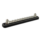 Victron 150A busbar with black insulating base, two input terminals on left and right ends, and 20 evenly spaced silver conne