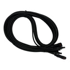 Black coiled cable with multiple connector ends, displayed against white background.