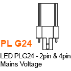 PL G24 LED PLG24 - 2pin 4pin Mains Voltage