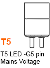 T5 LED - G5 pin Mains voltage
