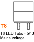 T8 LED Tube - G13 Mains Voltage